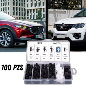 Kit Completo 100 Pz Clips y Pernos Parachoques, Puertas, Defensas Cualquier Modelo Auto (Llave Especial GRATIS🎁)