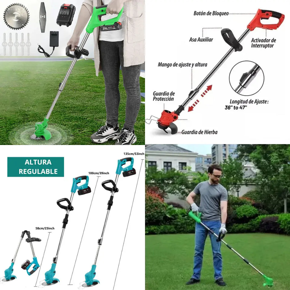 INALAMBRICA! Desbrozadora Eléctrica 3 en 1🌱 Podadora Cortadora Césped