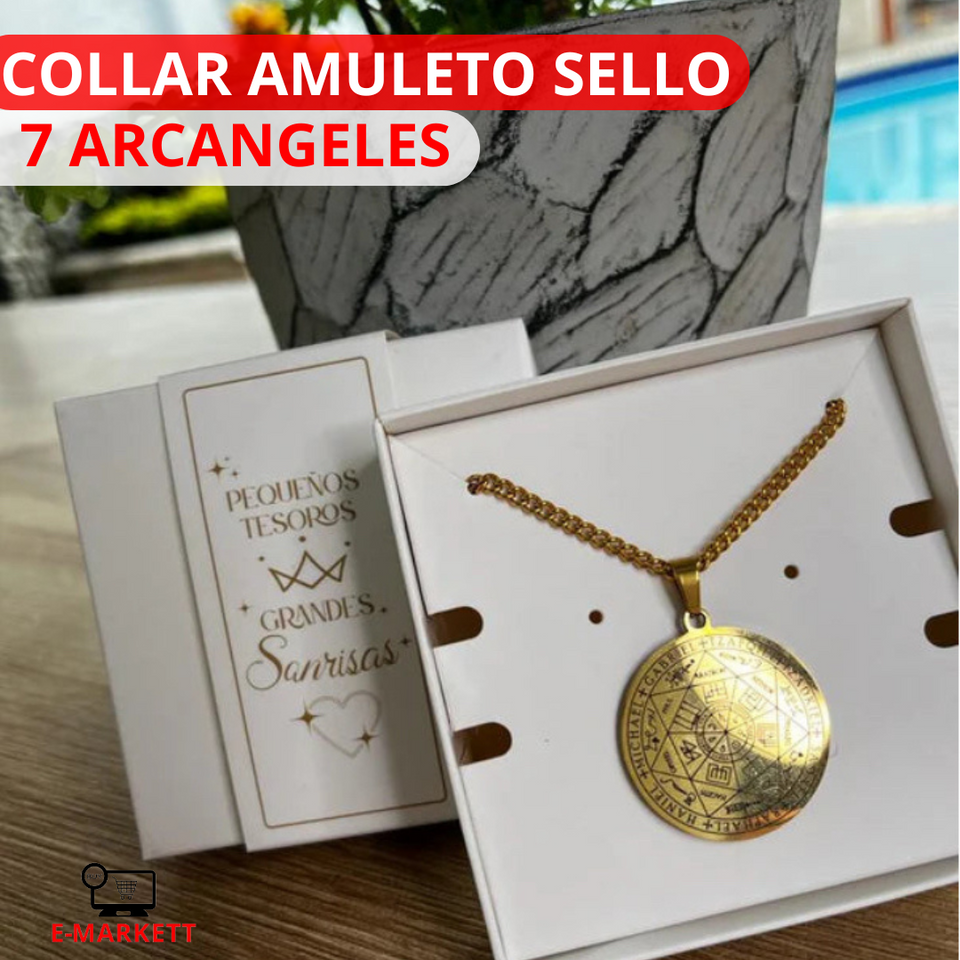 Collar Amuleto Sello 7 Arcangeles Acero Inoxidable