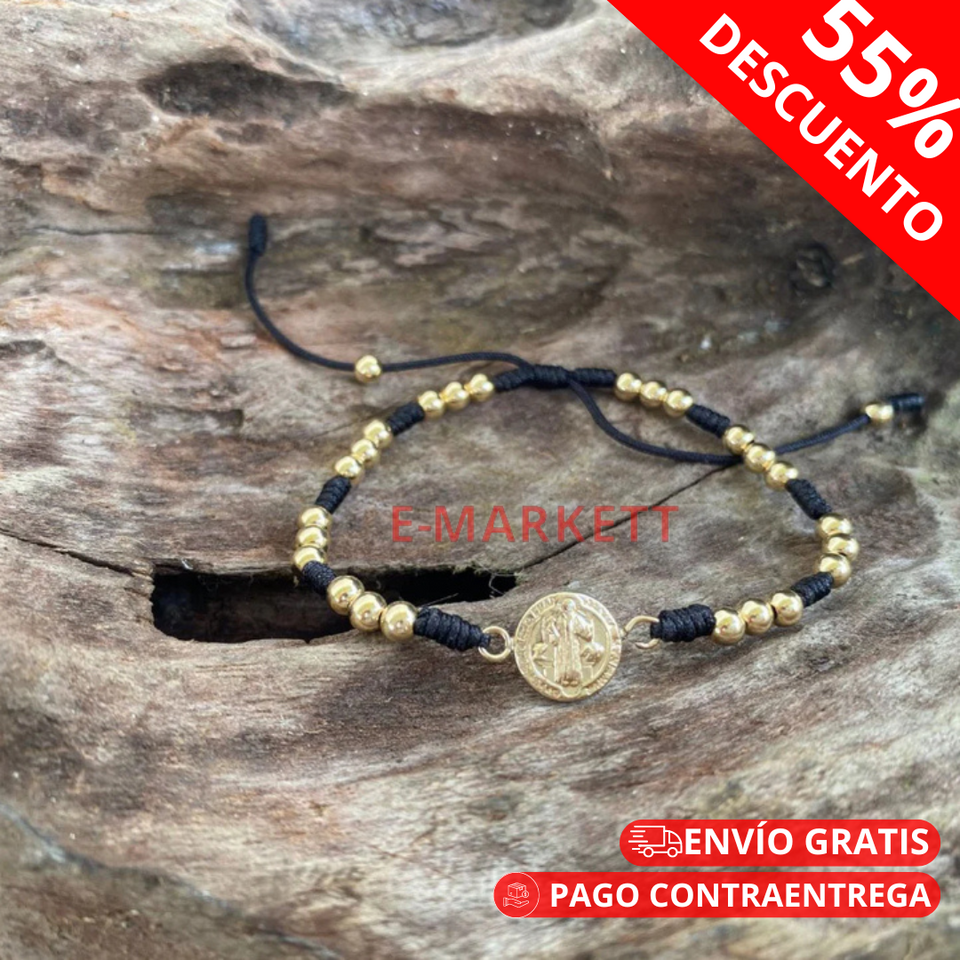 Pulsera San Benito En Oro Laminado 18k