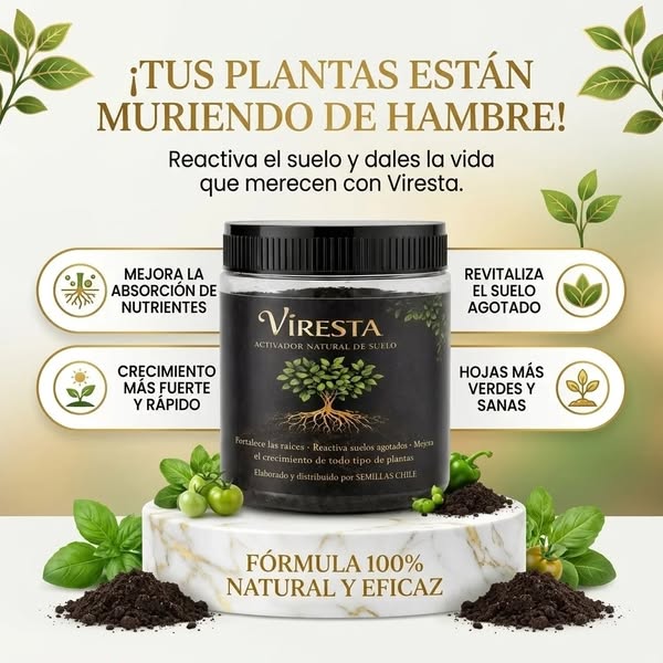 VIRESTA PODER DE RAÍZ™ Activador natural de suelo para plantas más fuertes y sanas. (250Gr)