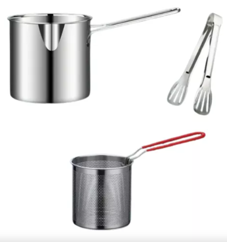 Olla Freidora De Acero Inoxidable FryMaster + Cesta Coladora - 1,2 L