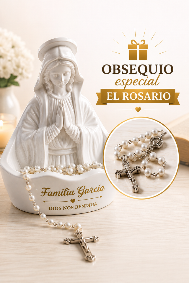 ⭐Porta rosario personalizado de la Virgen María + Rosario de obsequio⭐