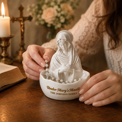 ⭐Porta rosario personalizado de la Virgen María + Rosario de obsequio⭐